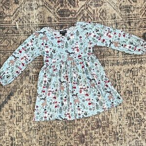Picapino Light Blue Holiday Print Girls Dress